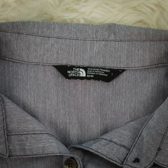 The North Face Size Medium Heather Purple Collared Button Long Sleeve Top - Picture 4 of 7